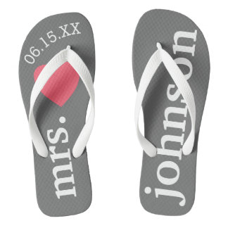 Chanclas Sr. y Sra. Personalizado Textos Luna de miel con c