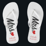 Chanclas Sra. Personalizada Con El Nombre Y La Fecha Flip F<br><div class="desc">Estos flip flops se pueden cambiar a cualquier color de fondo que ofrezca zazzle. Tienen la palabra "señora" en forma de guion hacia abajo. Puede personalizar los flip flops con su nombre y una fecha especial del momento en que se conoció o la fecha del boda. Echa un vistazo a...</div>