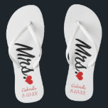 Chanclas Sra. Personalizada Con El Nombre Y La Fecha Flip F<br><div class="desc">Estos flip flops se pueden cambiar a cualquier color de fondo que ofrezca zazzle. Tienen la palabra "señora" en forma de guion hacia abajo. Puede personalizar los flip flops con su nombre y una fecha especial del momento en que se conoció o la fecha del boda. Echa un vistazo a...</div>