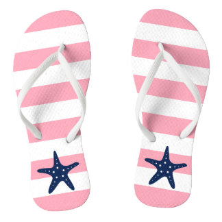 Chanclas Starfish azul en franjas rosadas