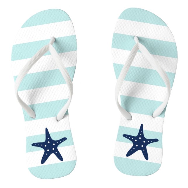 Chanclas Starfish azul en rayas de menta (Plantilla)