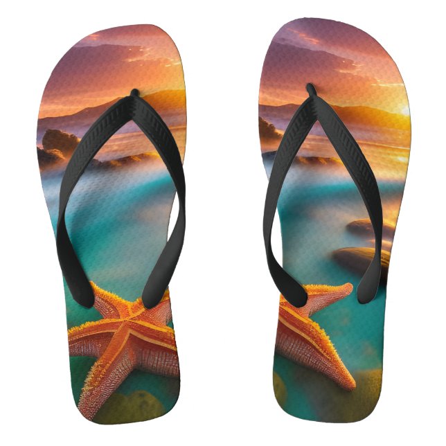 Chanclas Starfish en la playa en Dawn (Plantilla)