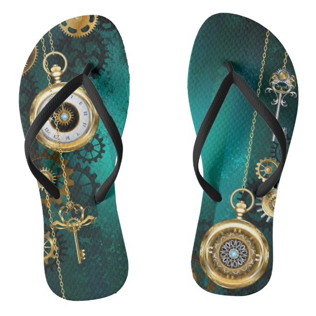 Chanclas Steampunk Jewelry Watch sobre un fondo verde (Plantilla)