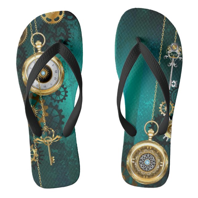 Chanclas Steampunk Jewelry Watch sobre un fondo verde (Plantilla)