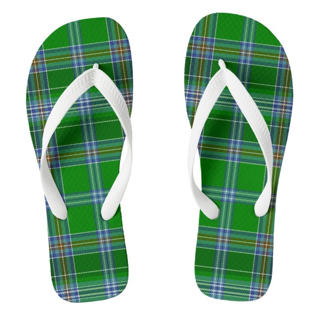 Chanclas Stewart Tartan Blue, Green, Black Adults Flip Flop (Plantilla)