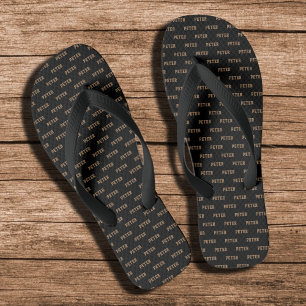 Chanclas Su nombre elegante patrón negro