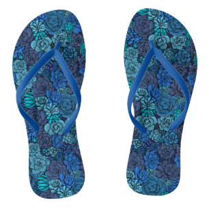 Chanclas Suculento jardín en azul