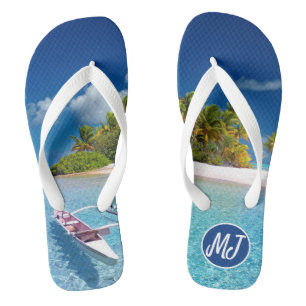 Chanclas Sunny Tropical Beach & Sand Monogram Flip Flops