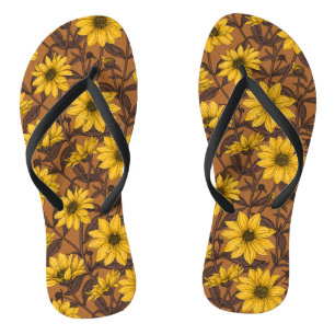 Chanclas Sunroot, girasol salvaje en amarillo y marrón