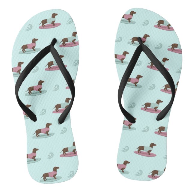 Chanclas Surfing Dachshunds Flip Flops (Plantilla)