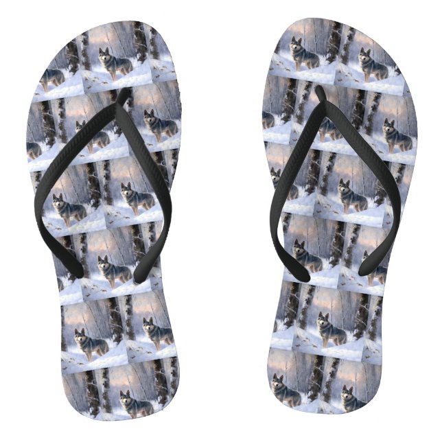 Chanclas Swedish Vallhund Deja que nieve Navidad  (Plantilla)