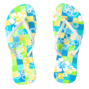 Chanclas Tablero Hibiscus Hawaiian Floral