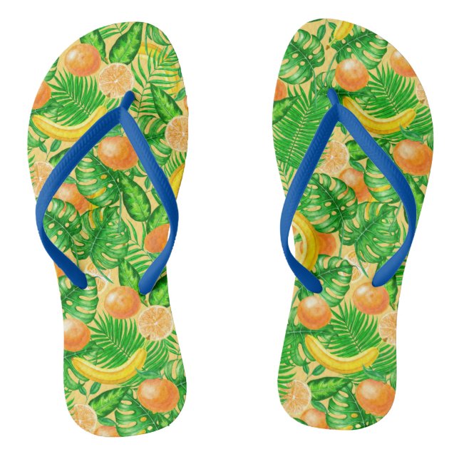 Chanclas Tangerinas, plátanos y hojas tropicales (Plantilla)