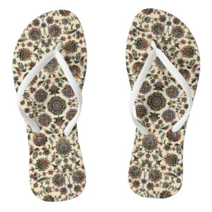 Chanclas Tapiz de flores silvestres verdes marco en espiral