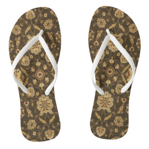 Chanclas Tapiz floral dorado verde bosque