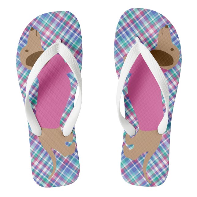 Chanclas Tapón Pastel Dachshund Flip Flops (Plantilla)
