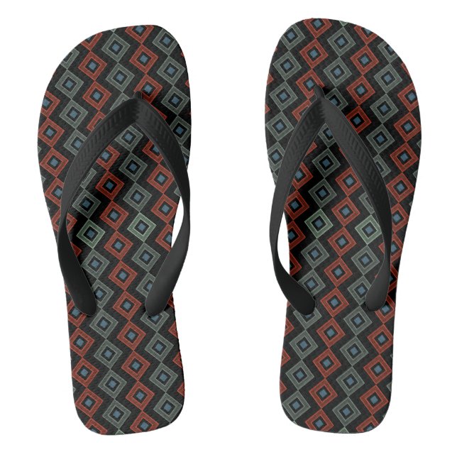 Chanclas tartán Capri rojo y azul moderno (Plantilla)
