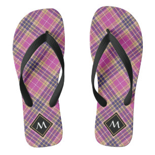 Chanclas Tartán rosa, dorado y azul