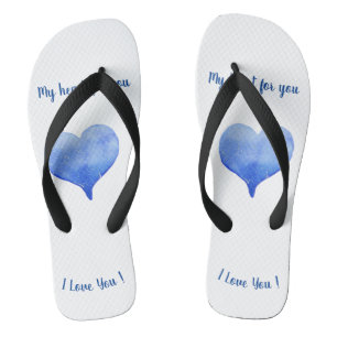 Chanclas Te Amo El día de San Valentín Cute Blue Heart