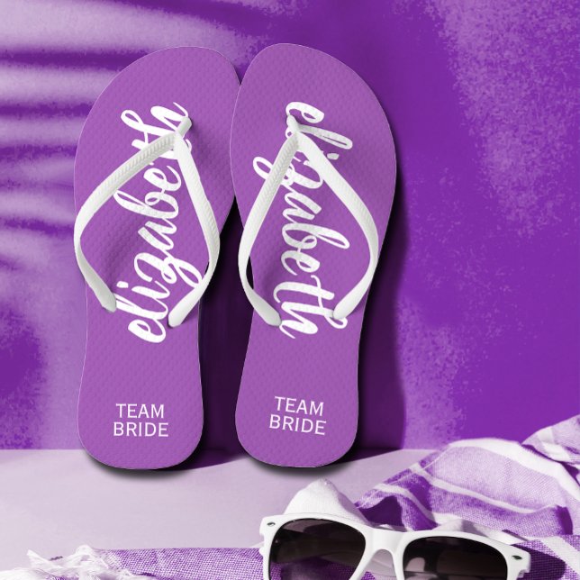 Chanclas Team Bride morado y blanco personalizado (Subido por el creador)