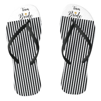 Chanclas Team Brie Gold Flower Black White Stripes Trendy