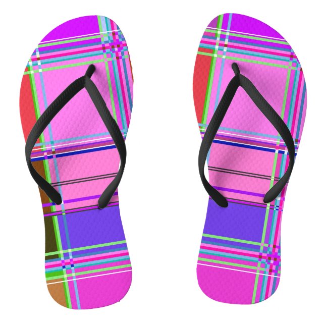 Chanclas Tela de cuadros rosa estampado Madras (Plantilla)