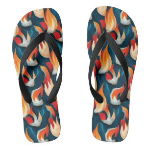 Chanclas Tela de llama Patrón Repetidor Rojo Y Azul