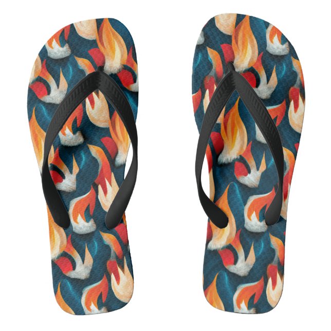 Chanclas Tela de llama | Patrón Repetidor Rojo Y Azul (Plantilla)