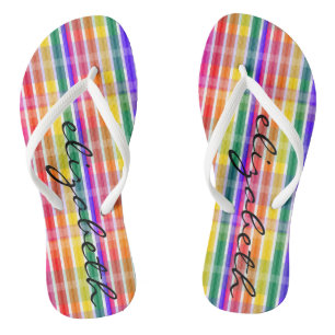 Chanclas Tela escocesa del arco iris
