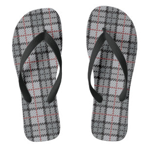 Chanclas Tela escocesa del pixel en gris con la raya roja