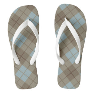 Chanclas Tela escocesa diagonal en azul y Brown