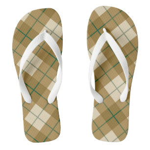 Chanclas Tela escocesa diagonal en oro con la raya verde