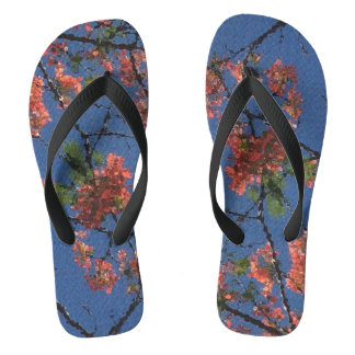 Chanclas Tela floral azul, negro ancho,