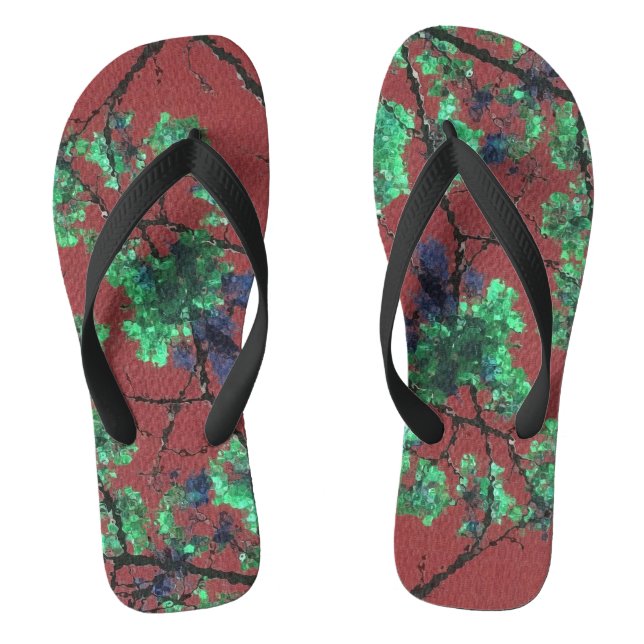 Chanclas Tela Floral, Rojo (Plantilla)