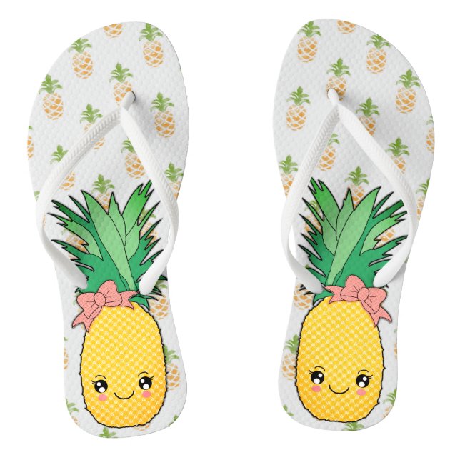 Chanclas Tema de la comida tropical de la piña de Kawaii (Plantilla)