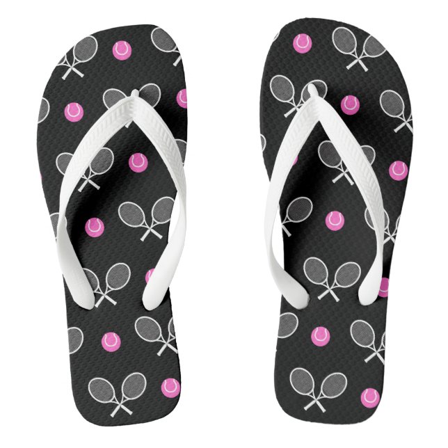 Chanclas Tenis atlético de raqueta rosada y bolas negras (Plantilla)