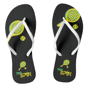 Chanclas Tennis Sport Pop Art, Green & Yellow Racket & Ball