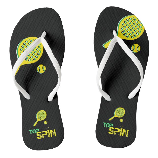 Chanclas Tennis Sport Pop Art, Green & Yellow Racket & Ball (Plantilla)