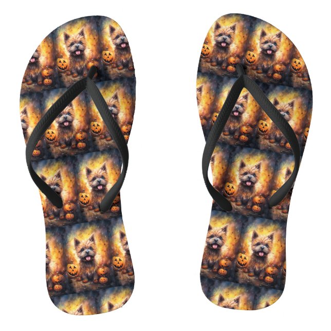 Chanclas Terrier de Cairn de Halloween con calabazas aterra (Plantilla)