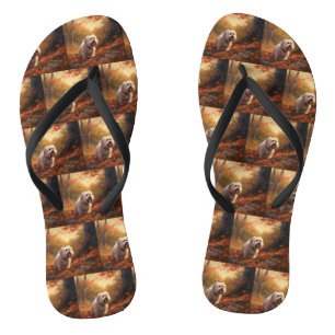 Chanclas Terrier Tibetano en Otoño Hojas Caídas Inspiran