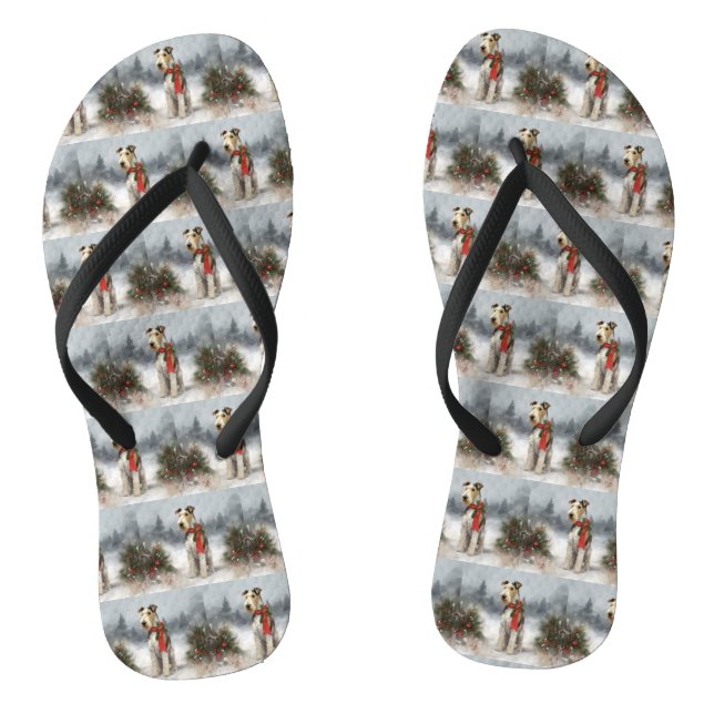 Chanclas Terrier Wirefox Perro en Navidad Nieve (Plantilla)