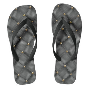Chanclas Textura de cuero brillante con perlas de oro