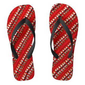 Chanclas Textura de tela de raya diagonal delgada roja y do