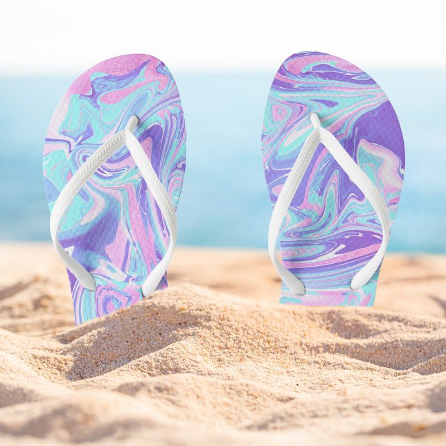 Chanclas Textura líquida de Mármol Azul y Morado Pastel (Subido por el creador)