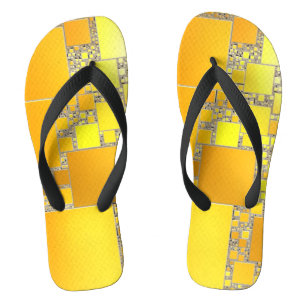 Chanclas Thongs amarillos y Naranjas al cuadrado