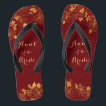 Chanclas Tía de la novia Borgoña oscura y oliage de oro<br><div class="desc">Esta hermosa tía de la Bride, burdeos oscuros y rocas de follaje dorado, tiene un fondo burdeos oscuro, adornado con un intrincado patrón dorado de vegetación floral y una tipografía moderna de personalizable. La combinación de los ricos burdeos y el oro brillante crean una estética elegante y lujosa. Es un...</div>