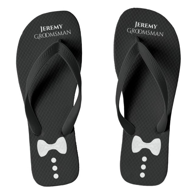 Chanclas Tiempos de remolque y botones Boda Groomsman negro (Plantilla)