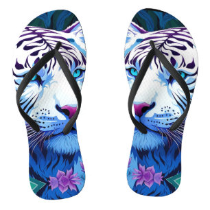 Chanclas Tigre blanco con flores moradas