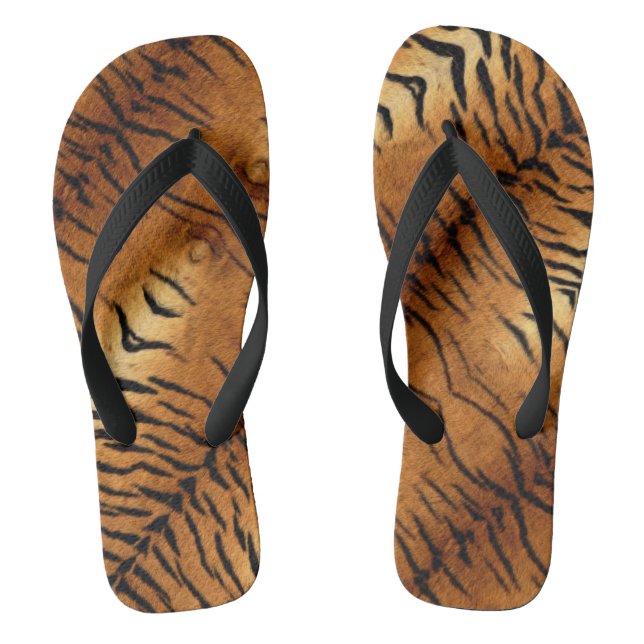 Chanclas tigre salvaje de rayas de animales negras y marron (Plantilla)