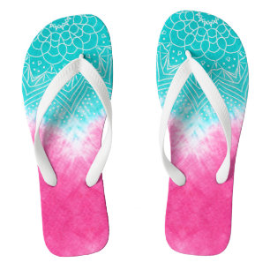Chanclas Tinta rosa y azul con estilo Mandala Sway